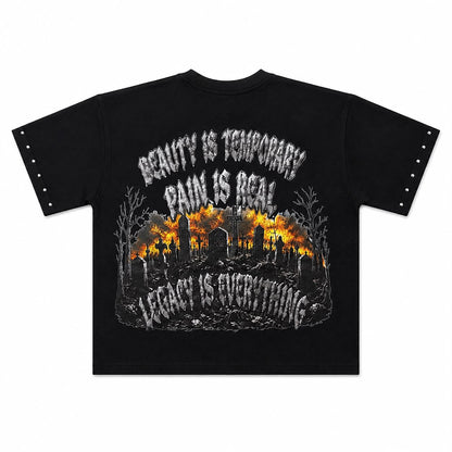 Glitch Wear “Ashes of Eternity” Oversized Tee – Black Edition