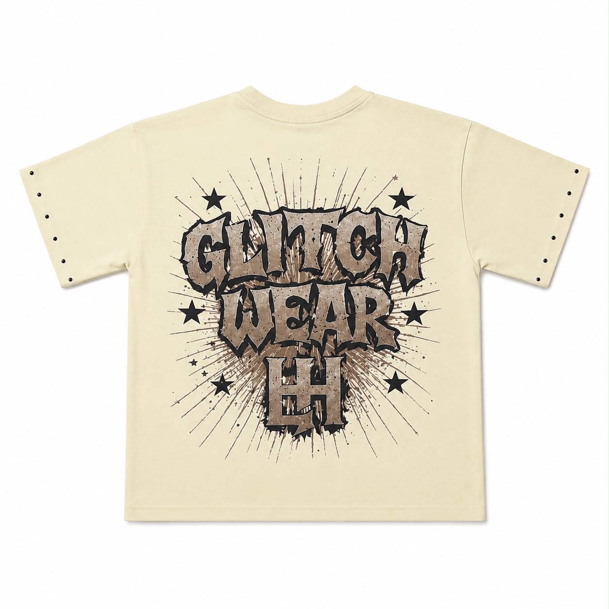 Glitch Wear “Blind Faith” Oversized Graphic Tee – Sand Edition