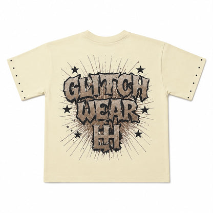 Glitch Wear “Blind Faith” Oversized Graphic Tee – Sand Edition