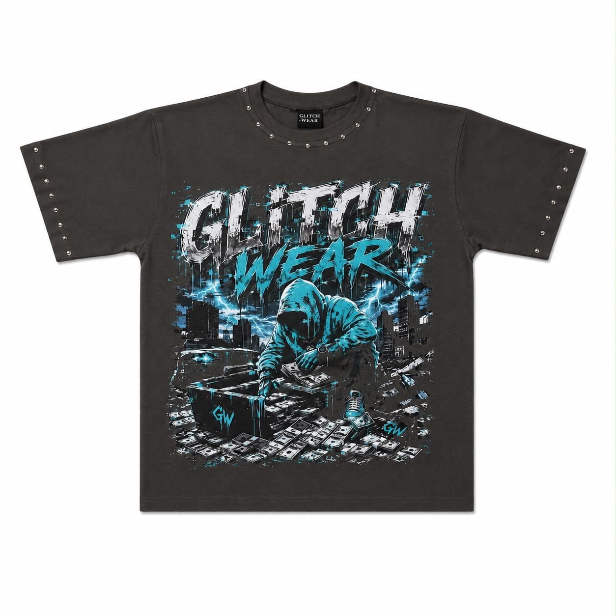 Glitch Wear “Midnight Heist” Oversized Tee – Storm Grey Edition