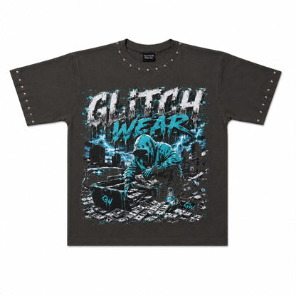Glitch Wear “Midnight Heist” Oversized Tee – Storm Grey Edition